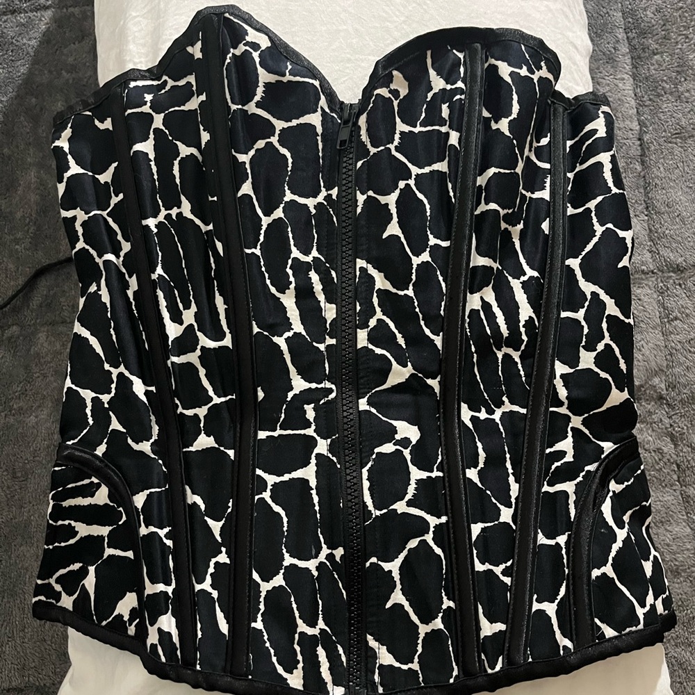 Black and white giraffe print corset